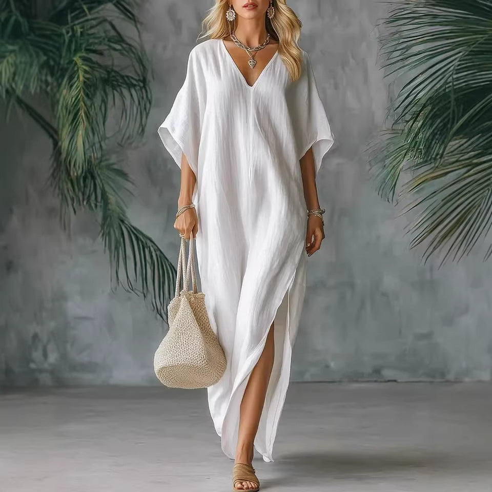Robe d'été ample col V — Géométrie et légèreté