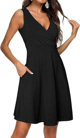 Robe sans manches motifs floraux noir élégant