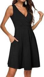 Robe sans manches motifs floraux noir élégant