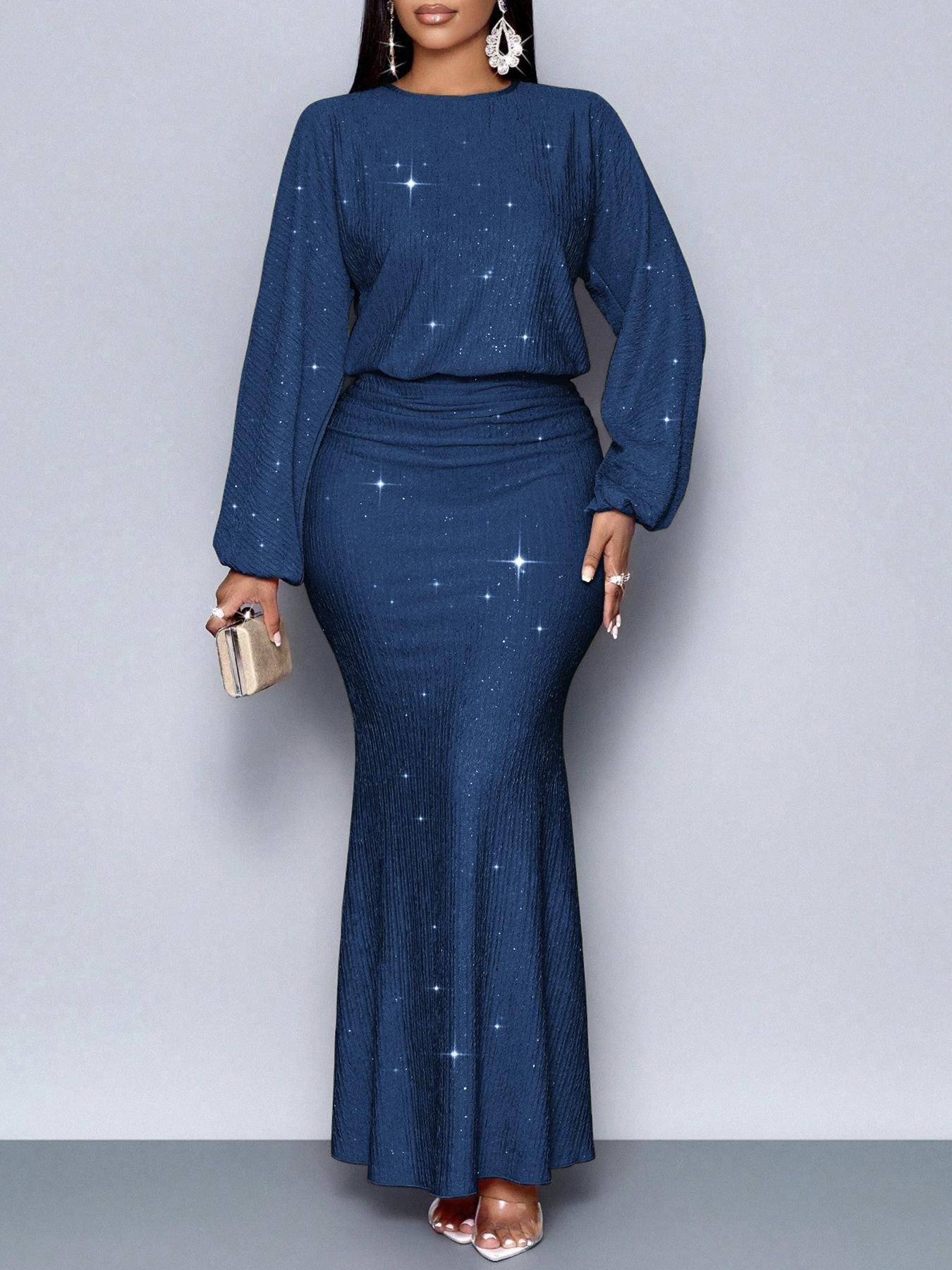 Robe longue à manches longues pailleté de soirée - Chic&Shines