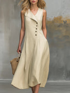 Robe chemise sans manches à col officiel