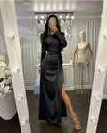 Robe de soirée manches longues jupe fendu - Chic&Shines