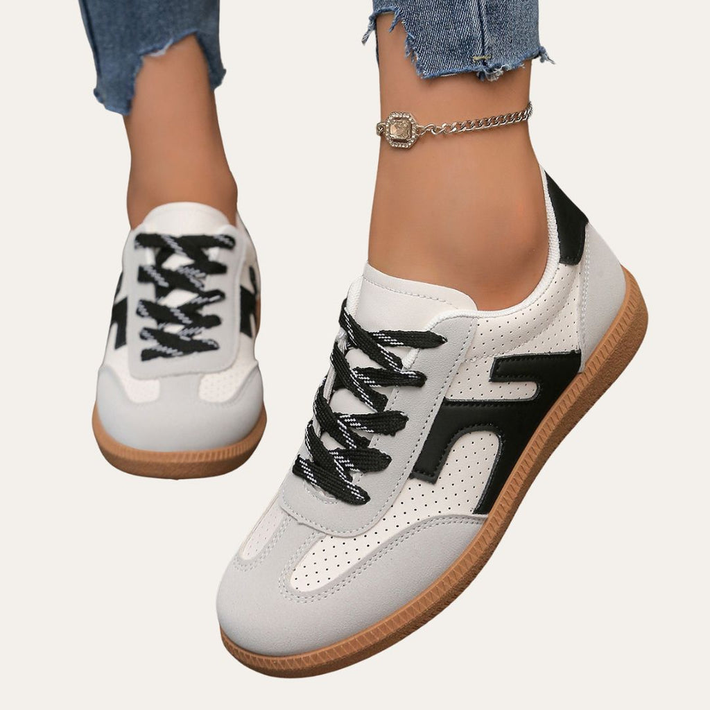 Baskets orthopédiques en cuir pour femmes - Chaussures de loisirs confortables avec voûte plantaire, semelle souple & forme ergonomique
