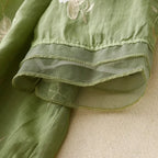 Elegant Embroidered Long-Sleeved Blouse for Women