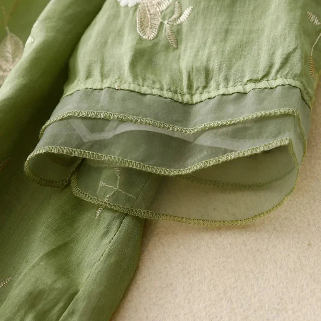 Elegant Embroidered Long-Sleeved Blouse for Women