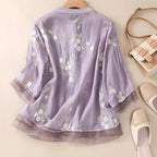 Elegant Embroidered Long-Sleeved Blouse for Women