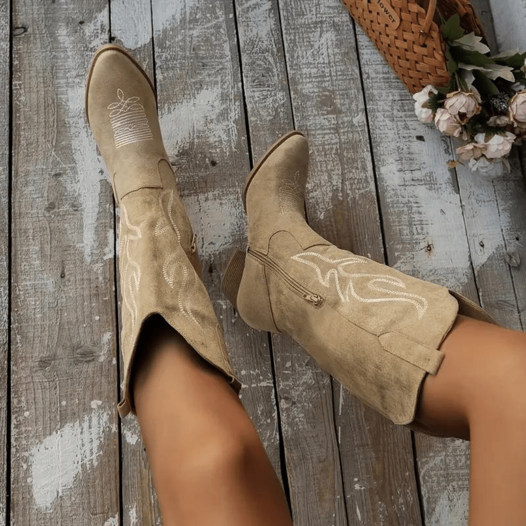 Bottes Cowboy Femme - Style Western Rétro et Élégant pour l'Automne