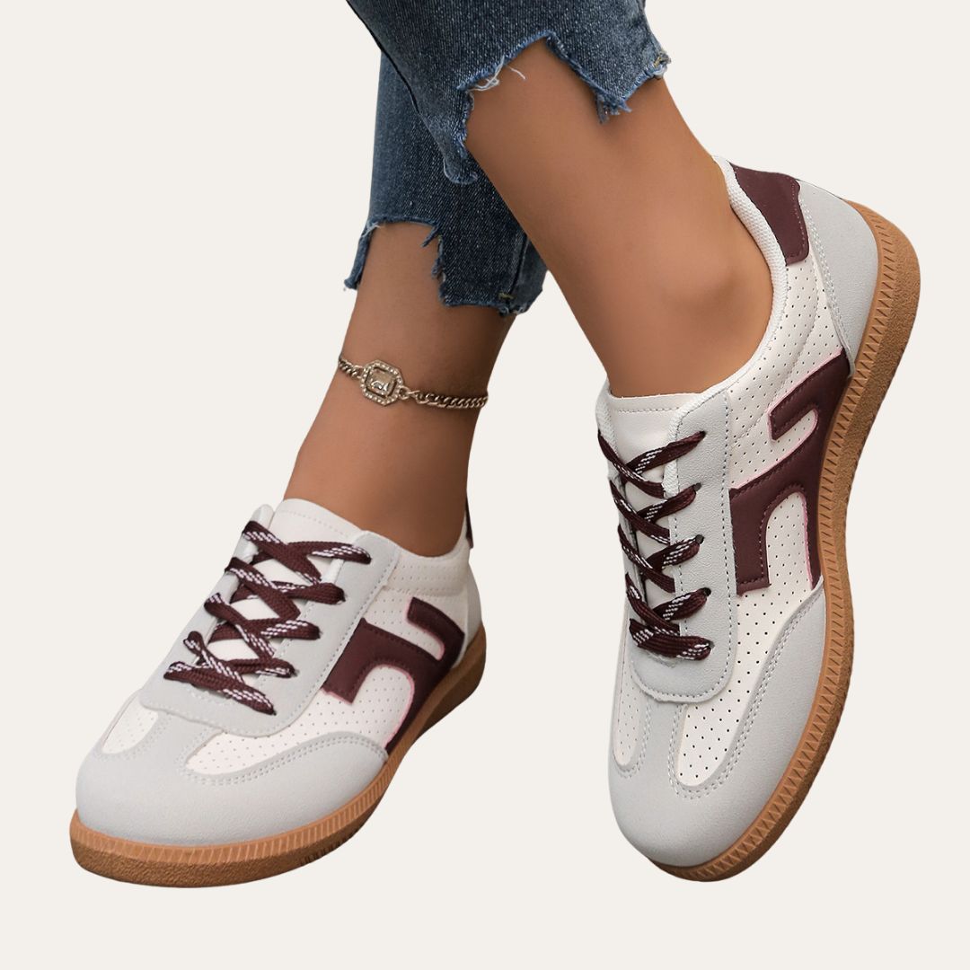 Baskets orthopédiques en cuir pour femmes - Chaussures de loisirs confortables avec voûte plantaire, semelle souple & forme ergonomique