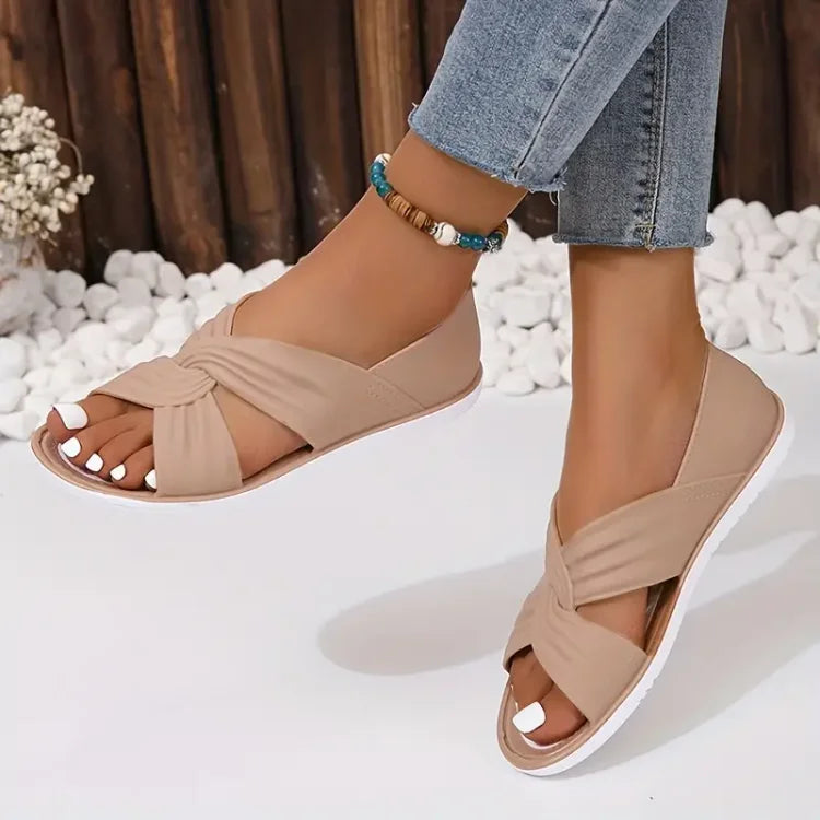 Sandales d'été confortables à semelle souple et à motif de nœuds pour femmes