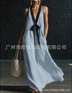 Elegant two-tone midi dress