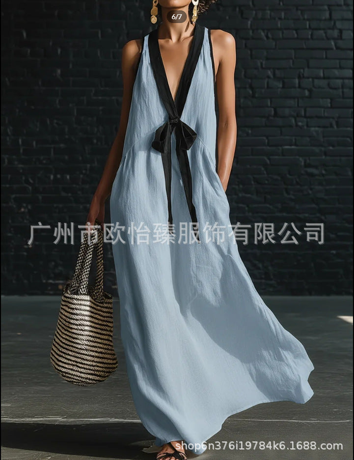 Elegant two-tone midi dress