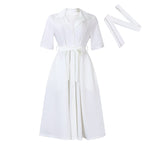 Robe mi-longue manches courtes avec ceinture