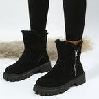 Bottes de luxe avec doublure en fausse fourrure et fermeture éclair
