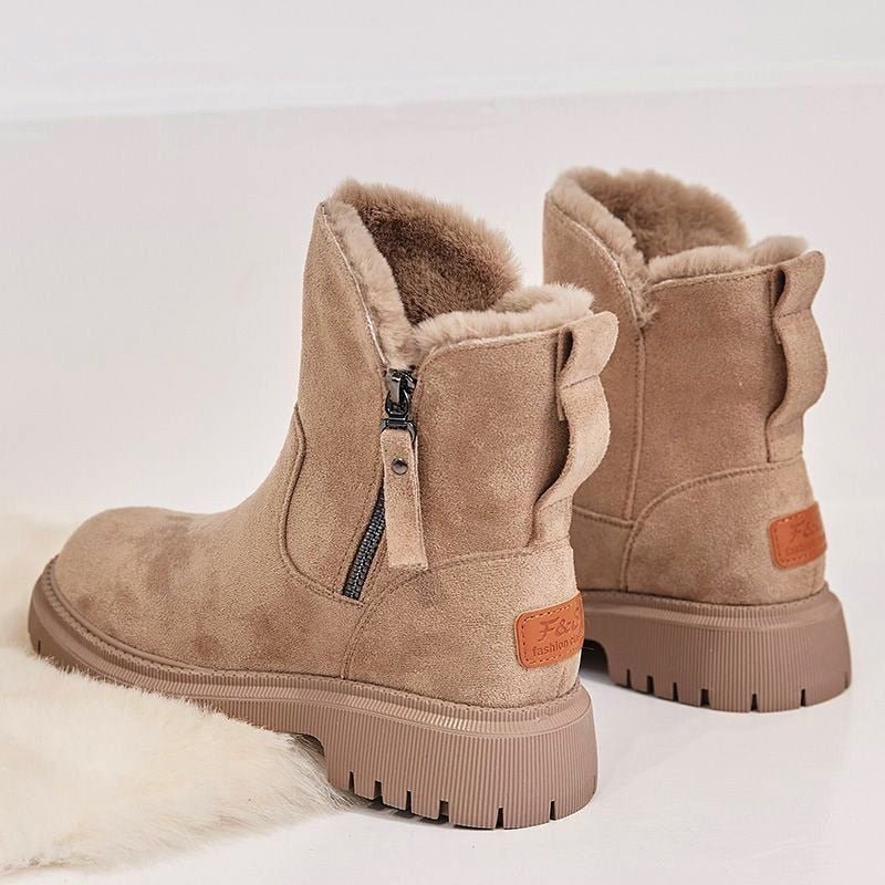 Bottes de luxe avec doublure en fausse fourrure et fermeture éclair