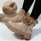 Bottes de luxe avec doublure en fausse fourrure et fermeture éclair