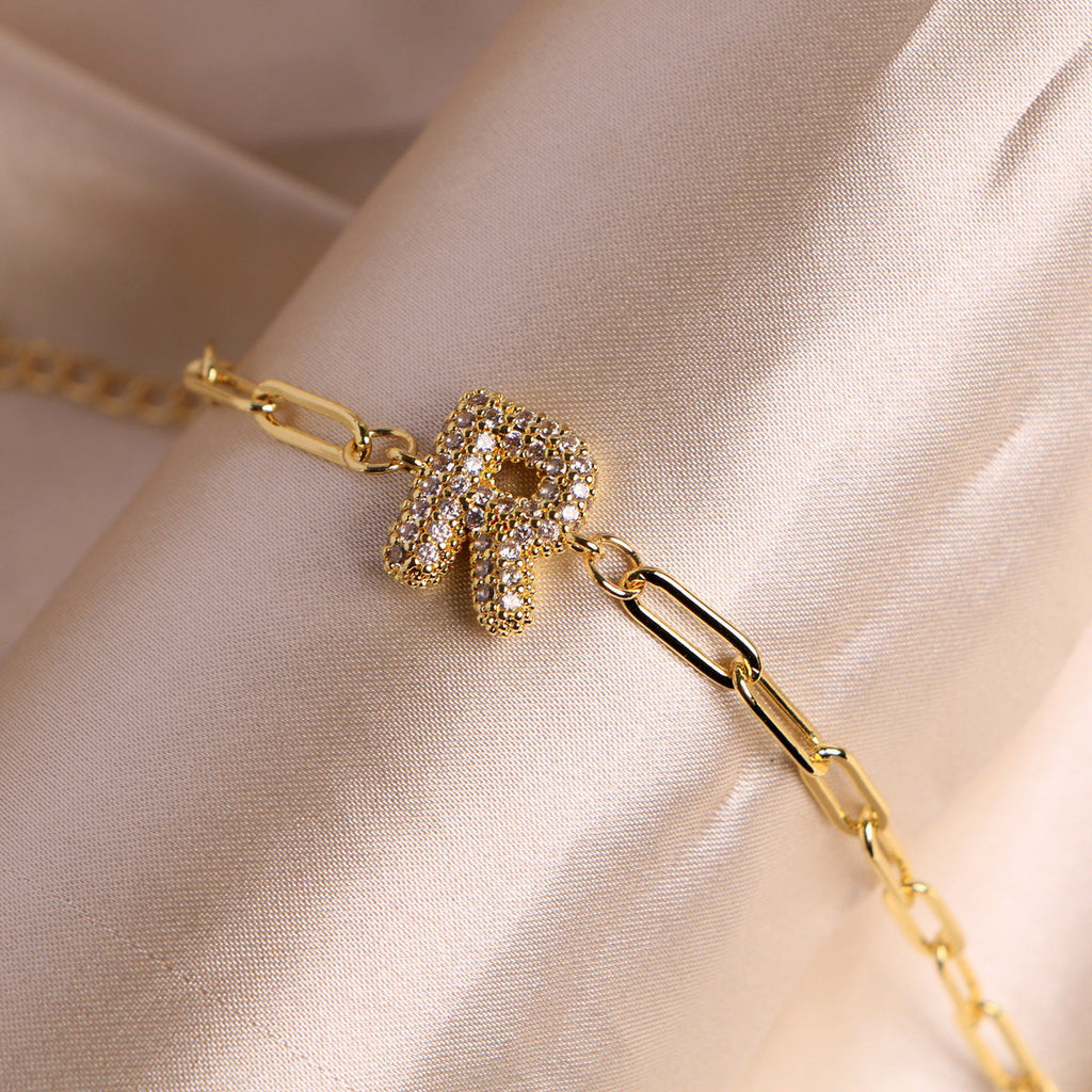 Bracelet clip en zircone pendentif lettre - Chic&Shines