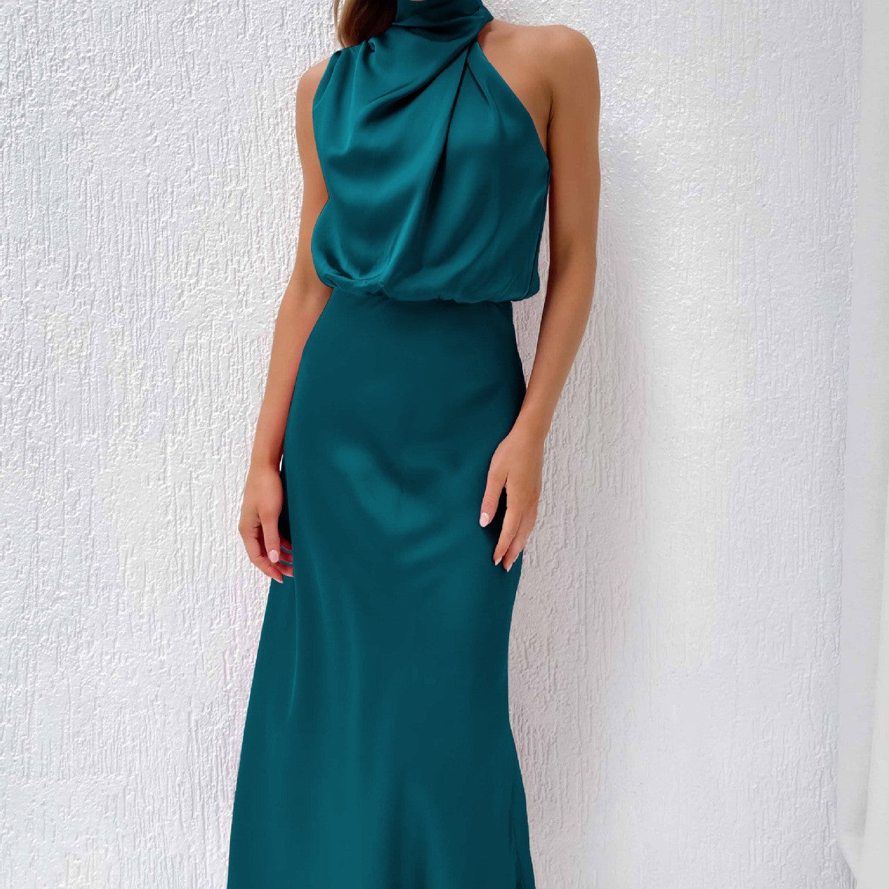 Sleeveless high-neck maxi dress