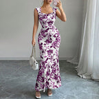 Robe à nouer imprimée taille haute