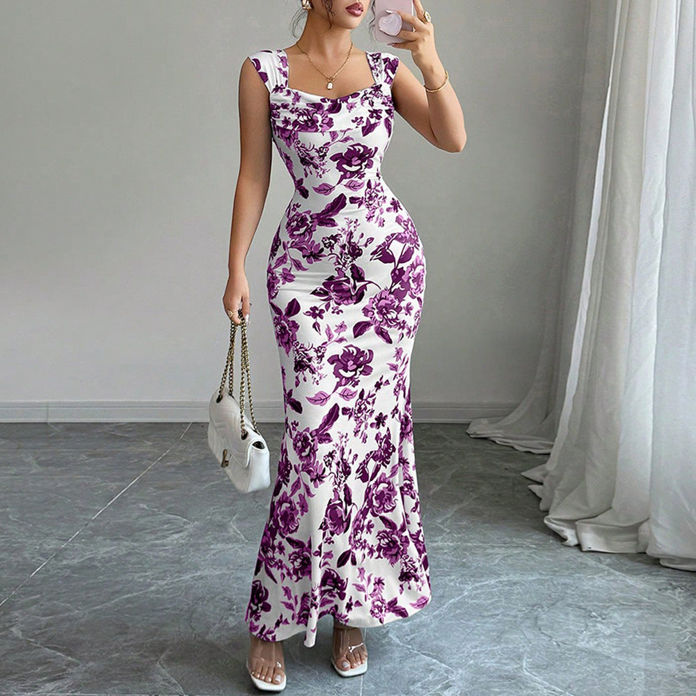 Robe à nouer imprimée taille haute