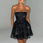 Robe tube courte en dentelle avec nœud papillon - Chic&Shines