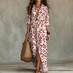 Printed shirt dress with shirt collar, relaxed fit
