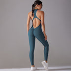 Combinaison pantalon de sport à fermeture éclair dos nu - Chic&Shines