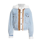 Manteau peluche veste en jeans à capuche