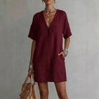 Robe lin-coton boutons — Coupe ample et intemporelle