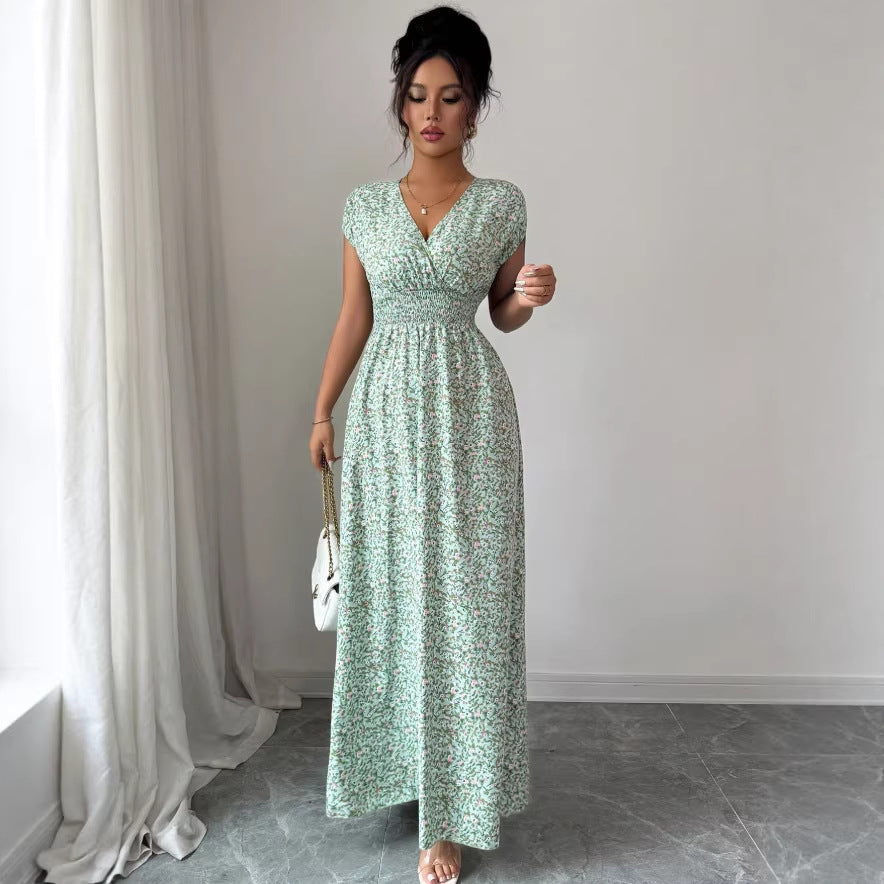 Robe d'été vert amande — Coupe cache-cœur affinante