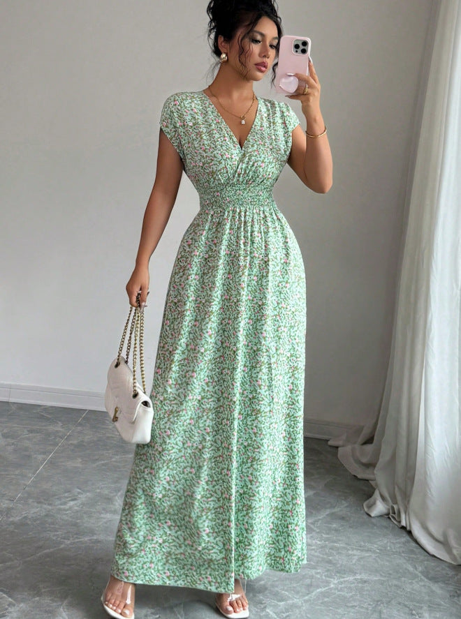 Robe d'été vert amande — Coupe cache-cœur affinante