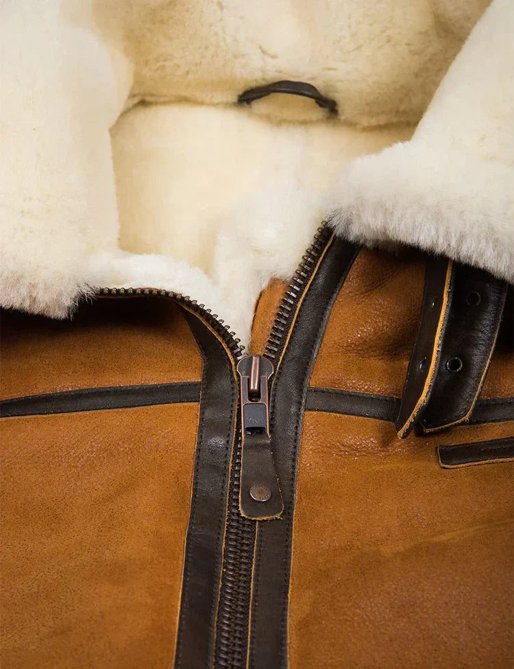 EnglishMeti - Sheepskin winter jacket with fur hood