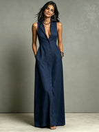 Robe trapèze lin coton sans manches