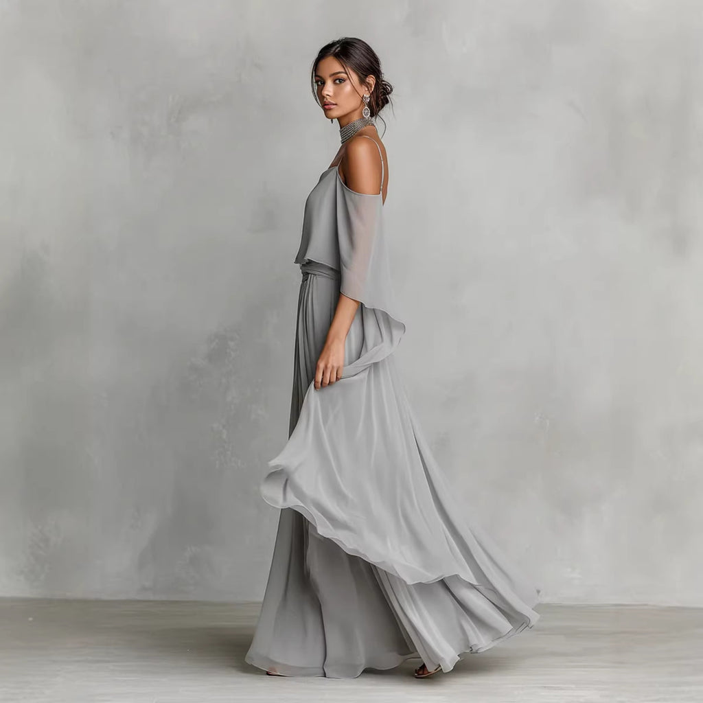 Elegant and flowing backless maxi dress