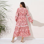 Pink and white patchwork maxi dress — Generous fit