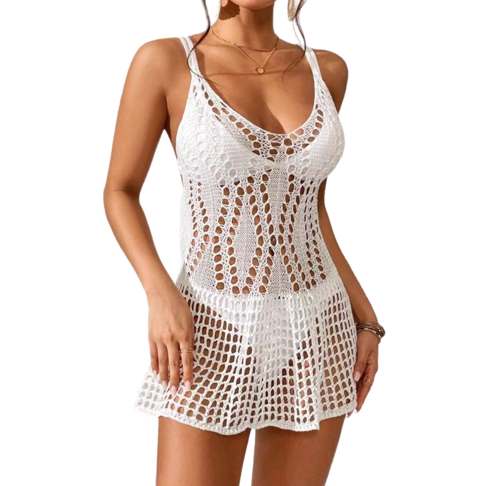 Off-white openwork wrap dress