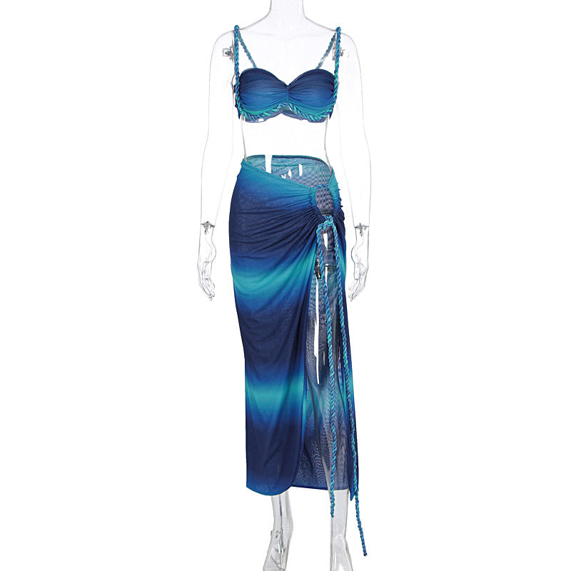 Dalida — Blue Beach Wrap Set