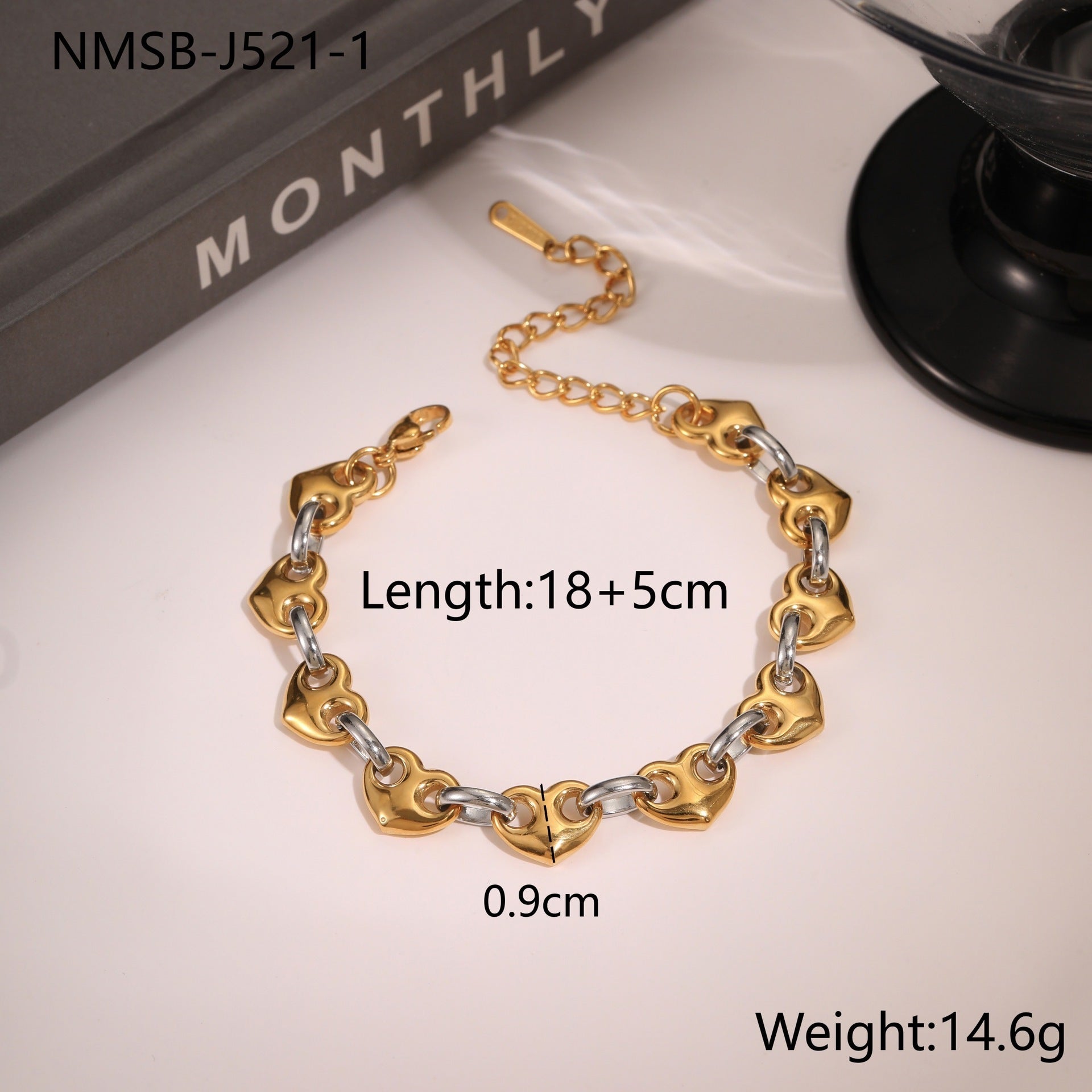 Bracelet motif cœur en acier inoxydable - Chic&Shines