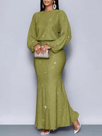 Robe longue à manches longues pailleté de soirée - Chic&Shines