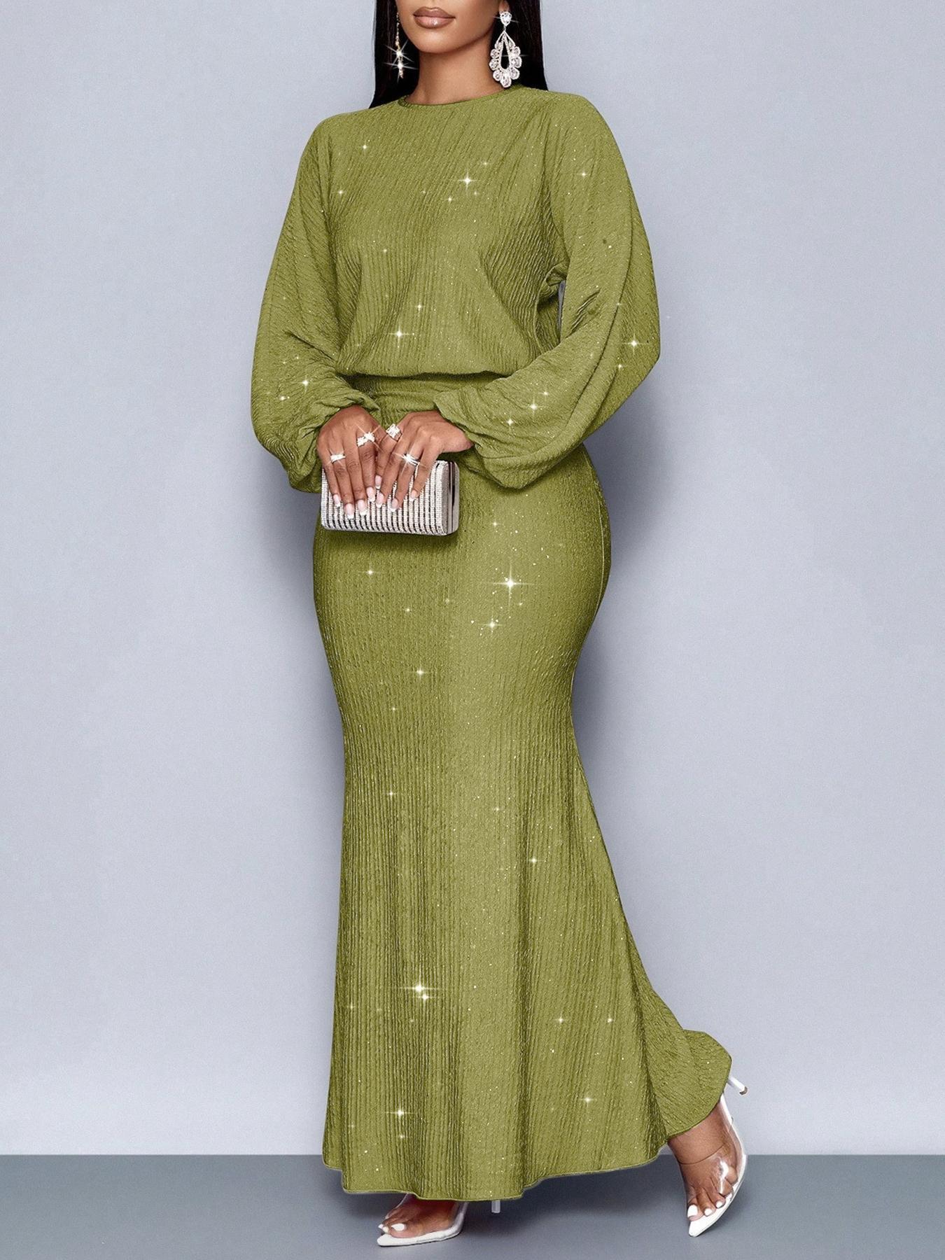 Robe longue à manches longues pailleté de soirée - Chic&Shines