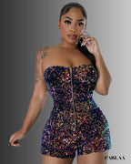 Sequin playsuit for evenings