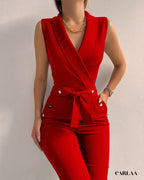 Women's V-neck jumpsuit