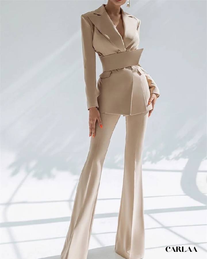 Women's beige blazer set
