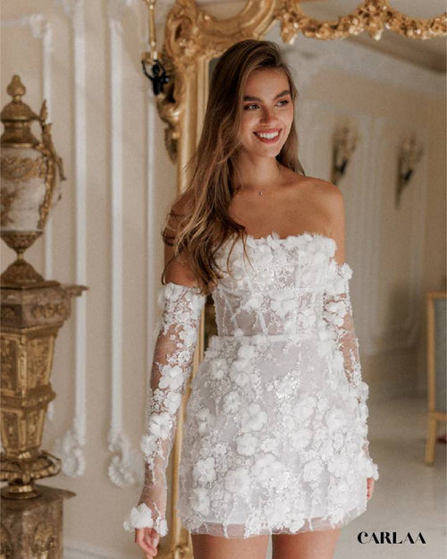White lace evening dress
