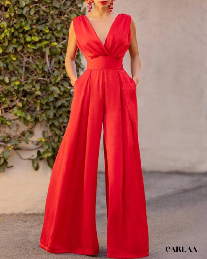 Combinaison femme rouge chic