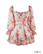 Combishort fleurie femme rose