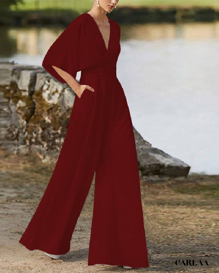 Combinaison jambe large Bordeaux