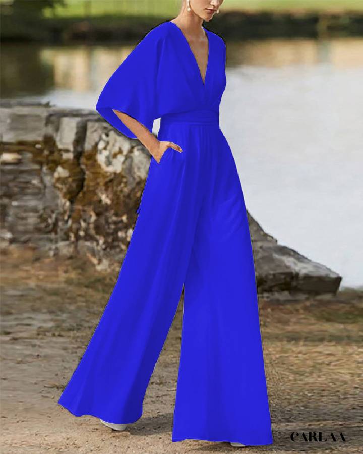 Combinaison jambe large bleue