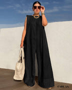 Combinaison pantalon large femme noire