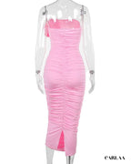 Robe longue rose soirée