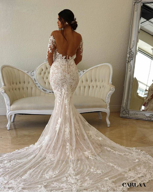 White lace wedding dress